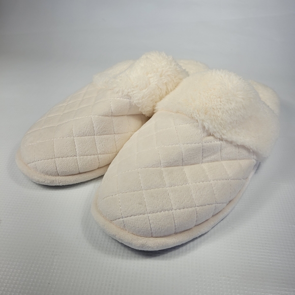 Dearfoams Women's Quilted Vamp Cream Terry Lining Slippers Size XL (11-12) - Picture 2 of 9